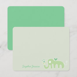 Tarjeta De Agradecimiento Dulce Elefante Verde Amor Niño Niña Baby Shower