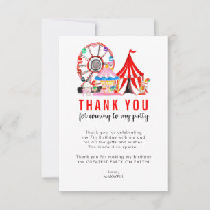 Tarjeta De Agradecimiento Dulce espectáculo de payasos con globos de circo d