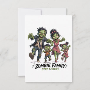 Tarjeta De Agradecimiento Dulce Familia Zombie Mantén Espeluznante