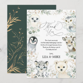 Tarjeta De Agradecimiento Dulce fiesta de baby shower de animales lindos en 