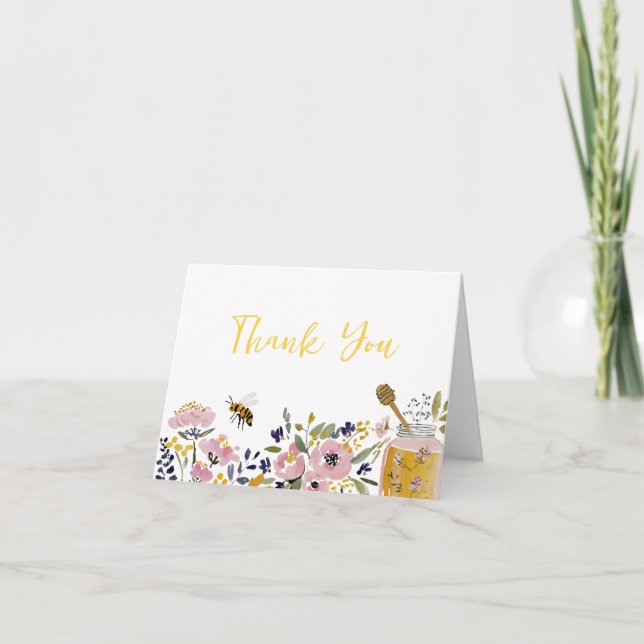 Tarjeta De Agradecimiento Dulce fiesta de bebé abeja de miel (Anverso)