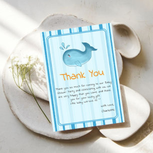 Tarjeta De Agradecimiento Dulce Fiesta de Bebé de Ballena