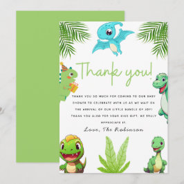 Tarjeta De Agradecimiento Dulce Fiesta de Bebé de Dino