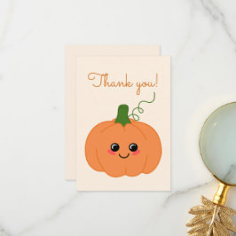 Tarjeta De Agradecimiento Dulce Fiesta de Bebé de Naranja Calabacita Linda