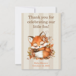 Tarjeta De Agradecimiento Dulce Fiesta de Bebé Zorro Otoñal Arbolado