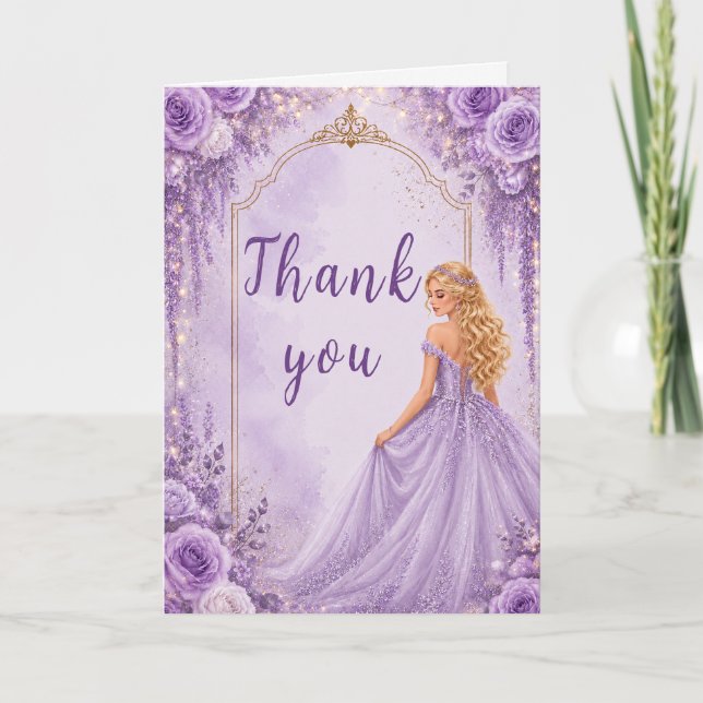 Tarjeta De Agradecimiento Dulce Fiesta de Cumpleaños Dieciséis de Lavanda Su (Anverso)