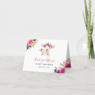 Tarjeta De Agradecimiento Dulce Floral Mamá y Corderito Baby Shower