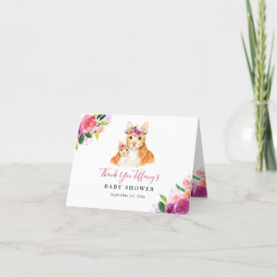 Tarjeta De Agradecimiento Dulce Floral Mamá y Gatito Baby Shower
