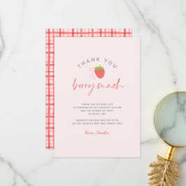 Tarjeta De Agradecimiento Dulce fresa Berry Berry Mucho Guión Cumpleaños