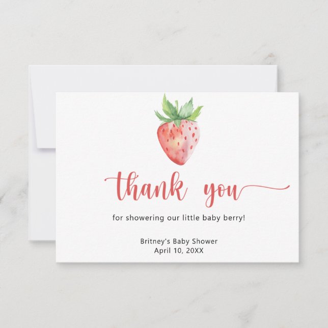 Tarjeta De Agradecimiento Dulce fresa - gracias (Anverso)