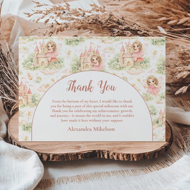 Tarjeta De Agradecimiento Dulce Hada Niña de Primer Cumpleaños (Subido por el creador)