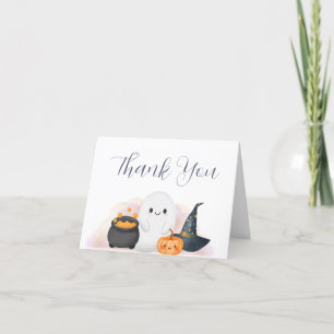 Tarjeta De Agradecimiento Dulce Halloween Little Boo Baby Shower