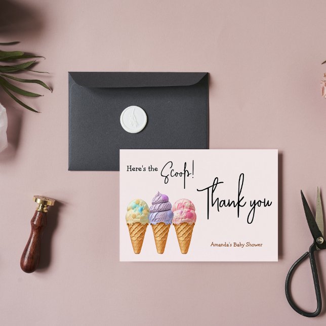 Tarjeta De Agradecimiento Dulce helado verano aquí Scoop Baby Shower (Subido por el creador)