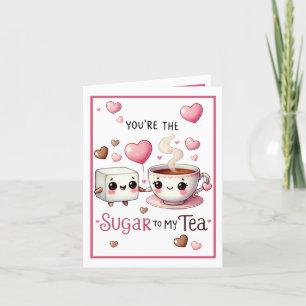 Tarjeta De Agradecimiento Dulce Kawaii Azúcar y Té
