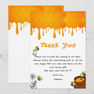 Tarjeta De Agradecimiento Dulce Lluvia de Miel Baby Shower