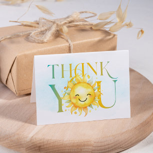 Tarjeta De Agradecimiento Dulce Luz de Sol Aquí Viene el Hijo Baby Shower