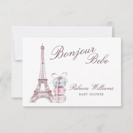 Tarjeta De Agradecimiento Dulce Macaron Bonjour Bebe Paris Ducha bebé