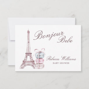 Tarjeta De Agradecimiento Dulce Macaron Bonjour Bebe Paris Ducha bebé