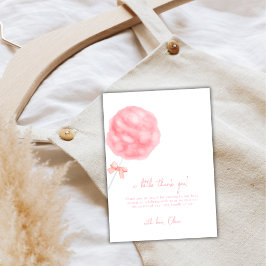 Tarjeta De Agradecimiento Dulce Minimalista rosado Bow Cotton Candy Baby Sho