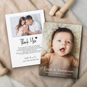 Tarjeta De Agradecimiento Dulce Nacimiento de Bebé Foto de Recién Nacido Min
