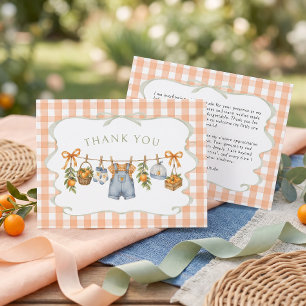 Tarjeta De Agradecimiento Dulce Naranja Baby Shower Niño