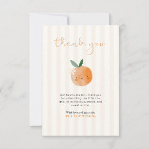 Tarjeta De Agradecimiento Dulce Naranja Little Cutie Baby Shower