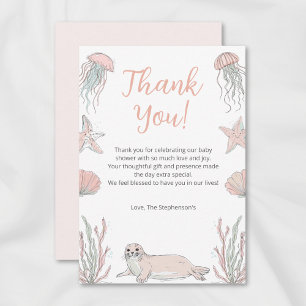 Tarjeta De Agradecimiento Dulce Nos Vemos Pronto Tema Costero para Baby Show