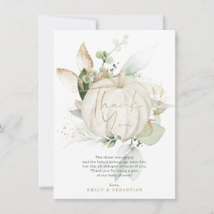 Tarjeta De Agradecimiento Dulce Oro Verde Botánico Eucalipto Baby Shower
