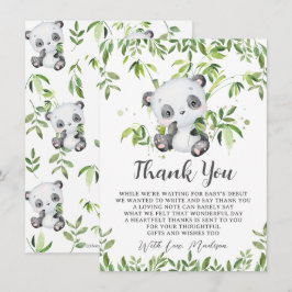 Tarjeta De Agradecimiento Dulce Oso Panda Bambú Vegetación Baby Shower