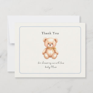 Tarjeta De Agradecimiento Dulce Oso Teddy Vintage Baby Shower 
