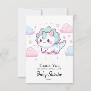 Tarjeta De Agradecimiento Dulce Pastel Dinosaur Baby Shower