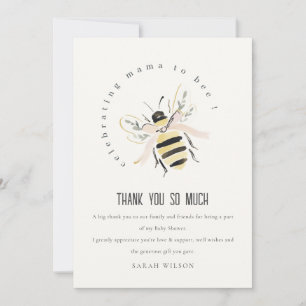 Tarjeta De Agradecimiento Dulce Pastel Mamá Abeja Neutral Fiesta de Bebé