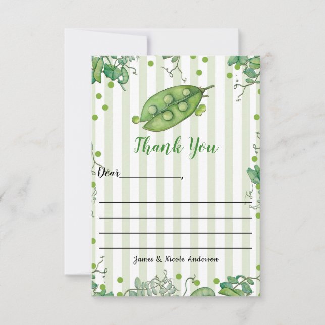 Tarjeta De Agradecimiento Dulce Pea Green Whimsical Baby Shower Gracias (Anverso)