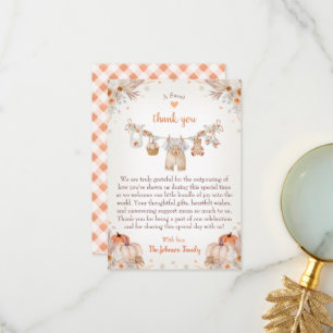 Tarjeta De Agradecimiento Dulce Pequeña Calabaza Baby Shower de Otoño