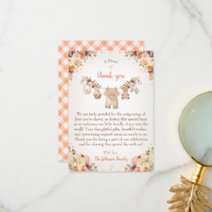 Tarjeta De Agradecimiento Dulce Pequeña Calabaza Baby Shower de Otoño