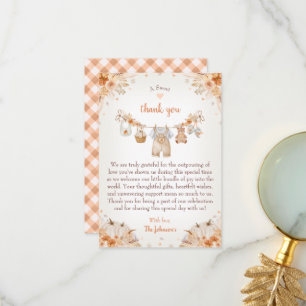 Tarjeta De Agradecimiento Dulce Pequeña Calabaza Baby Shower de Otoño