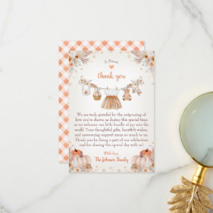 Tarjeta De Agradecimiento Dulce Pequeña Calabaza Baby Shower de Otoño