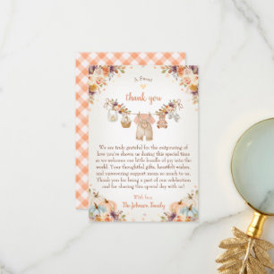 Tarjeta De Agradecimiento Dulce Pequeña Calabaza Baby Shower de Otoño