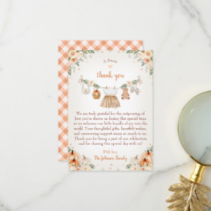 Tarjeta De Agradecimiento Dulce Pequeña Calabaza Baby Shower de Otoño