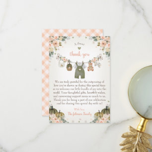 Tarjeta De Agradecimiento Dulce Pequeña Calabaza Baby Shower de Otoño