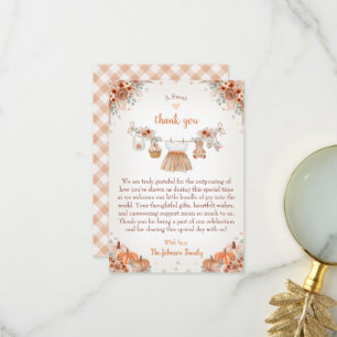 Tarjeta De Agradecimiento Dulce Pequeña Calabaza Fiesta de Bebé de Otoño