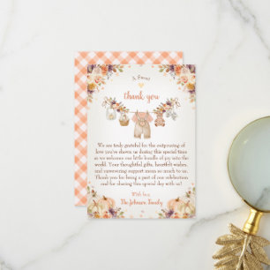 Tarjeta De Agradecimiento Dulce Pequeña Calabaza Fiesta de Bebé Otoñal