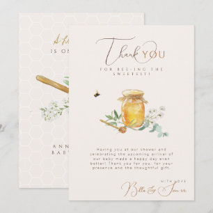 Tarjeta De Agradecimiento Dulce Pequeña Miel Fiesta de Bebé