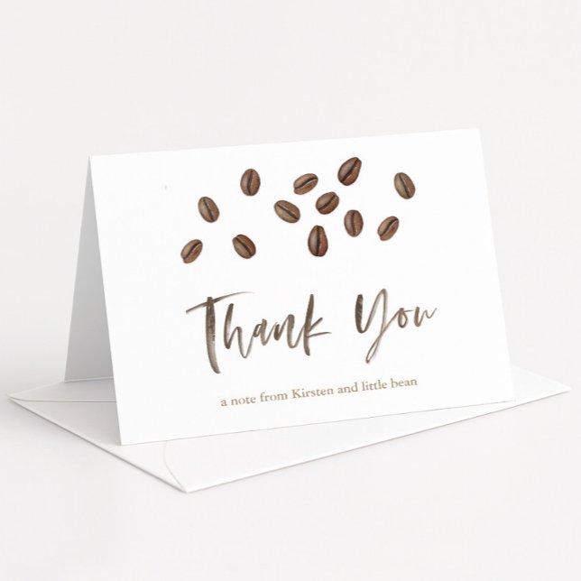 Tarjeta De Agradecimiento Dulce pequeño está preparando tema de café Baby Sh (A minimalist coffee bean thank you card for a love is brewing or baby is brewing theme shower)
