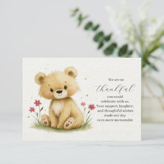 Tarjeta De Agradecimiento Dulce pequeño Teddy en un jardín estrellado