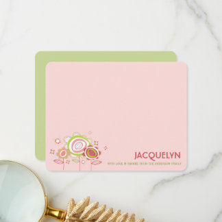 Tarjeta De Agradecimiento Dulce Petite Pink Blossom Floral Chica Baby Shower