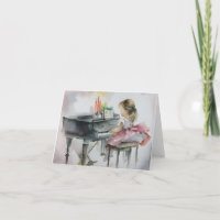Dulce pianista Niña jugando Piano Card