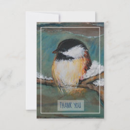 Tarjeta De Agradecimiento Dulce pintura de aves de pollo de invierno Gracias