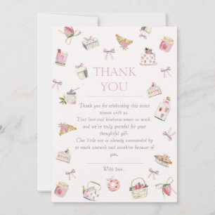 Tarjeta De Agradecimiento Dulce Postre de Fresa Baby Shower Acuarela 
