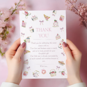Tarjeta De Agradecimiento Dulce Postre de Fresa Baby Shower Acuarela